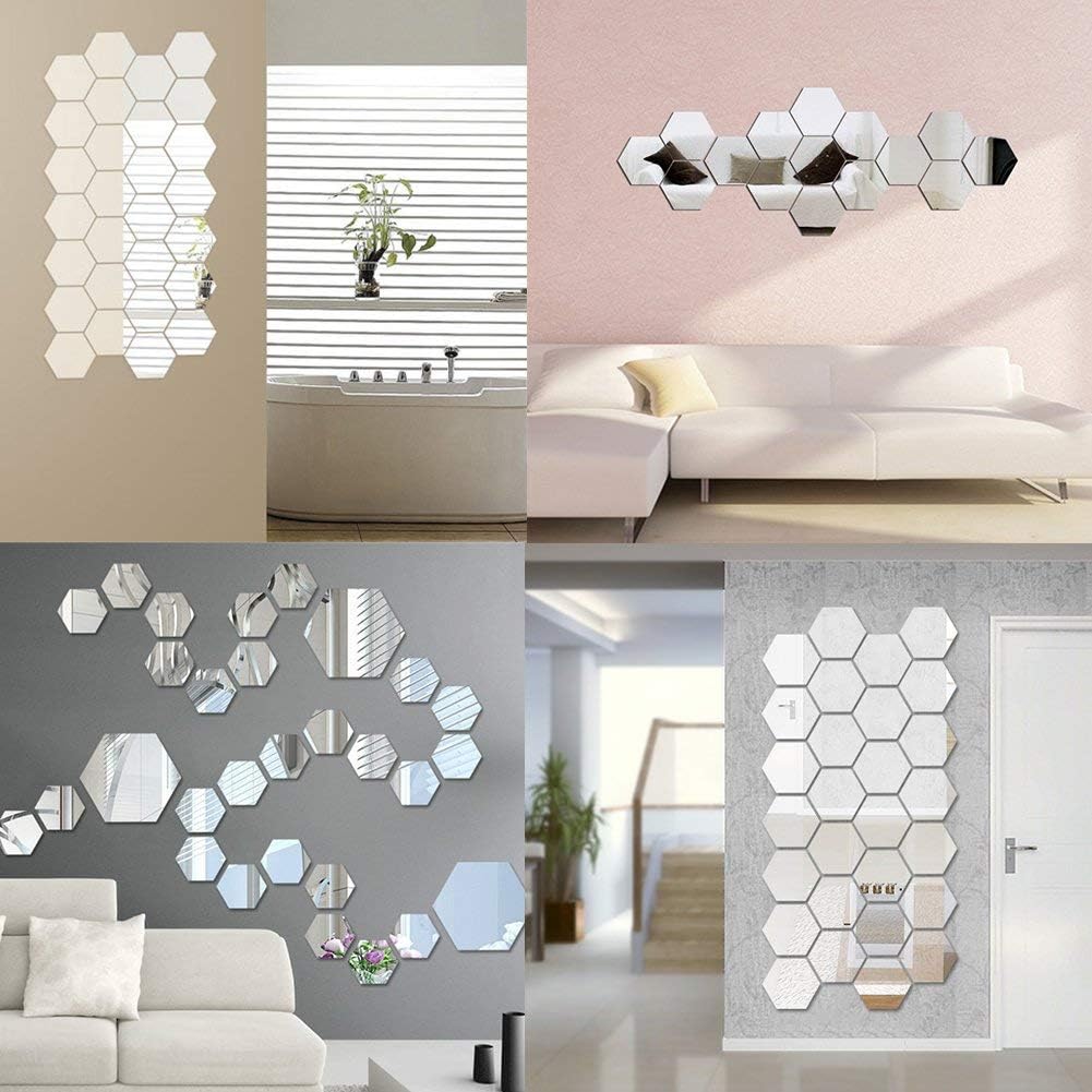 3D Hexagon Acrylic Mirror (12 Pieces)