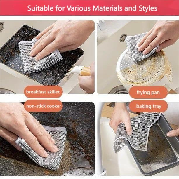 SparkleShine™ Multipurpose Wire Dishwashing Rags for Wet and Dry (Pack of 10)